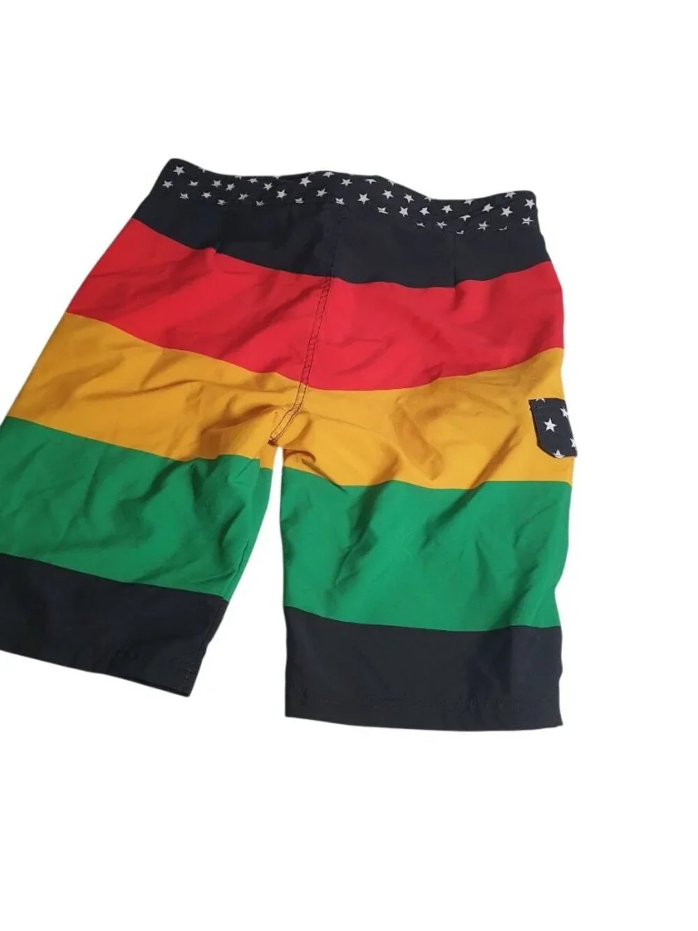Carbon Rasta Board Shorts Mens Size 30 Colorblock Waist Pocket Beach Island Pool